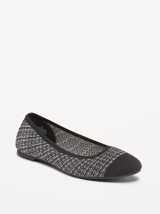 Image number 1 showing, Knit Almond-Toe Ballet Flats