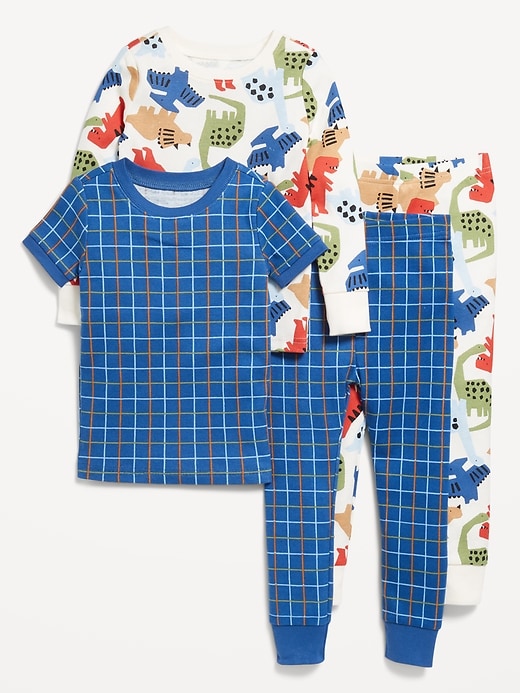 View large product image 1 of 3. 4-Piece Printed Snug-Fit Pajama Set for Toddler & Baby