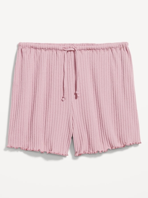 Image number 4 showing, High-Waisted Ribbed Pajama Shorts