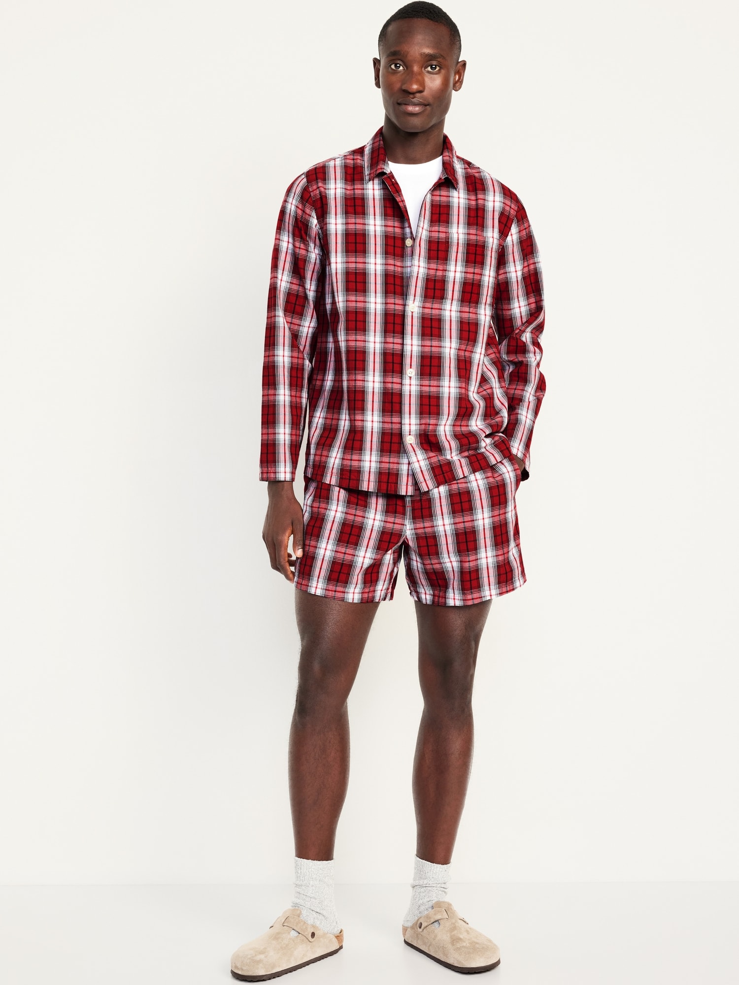 Mens shirt and short pyjama set sale