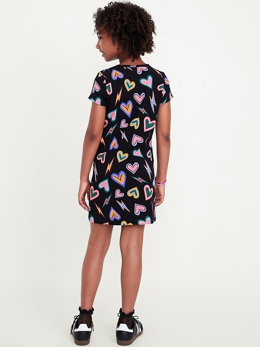 Voir une image plus grande du produit 2 de 4. Robe côtelée à motif à manches courtes pour fille