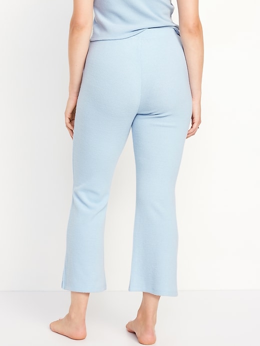 Image number 6 showing, High-Waisted Ribbed Crop Flare Lounge Pants