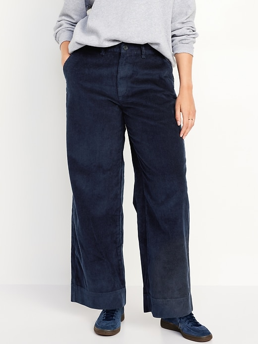 Image number 5 showing, High-Waisted Corduroy Wide-Leg Pants