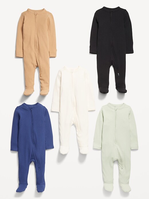 Image number 3 showing, 2-Way-Zip Sleep & Play Footed One-Piece 5-Pack for Baby