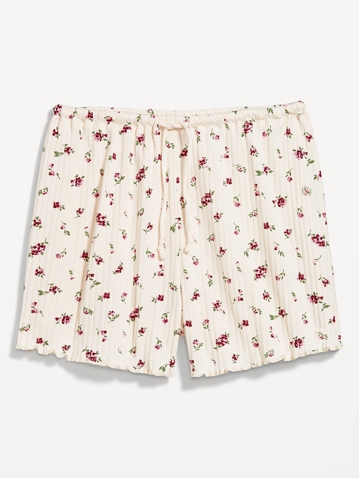 Image number 4 showing, High-Waisted Ribbed Pajama Shorts