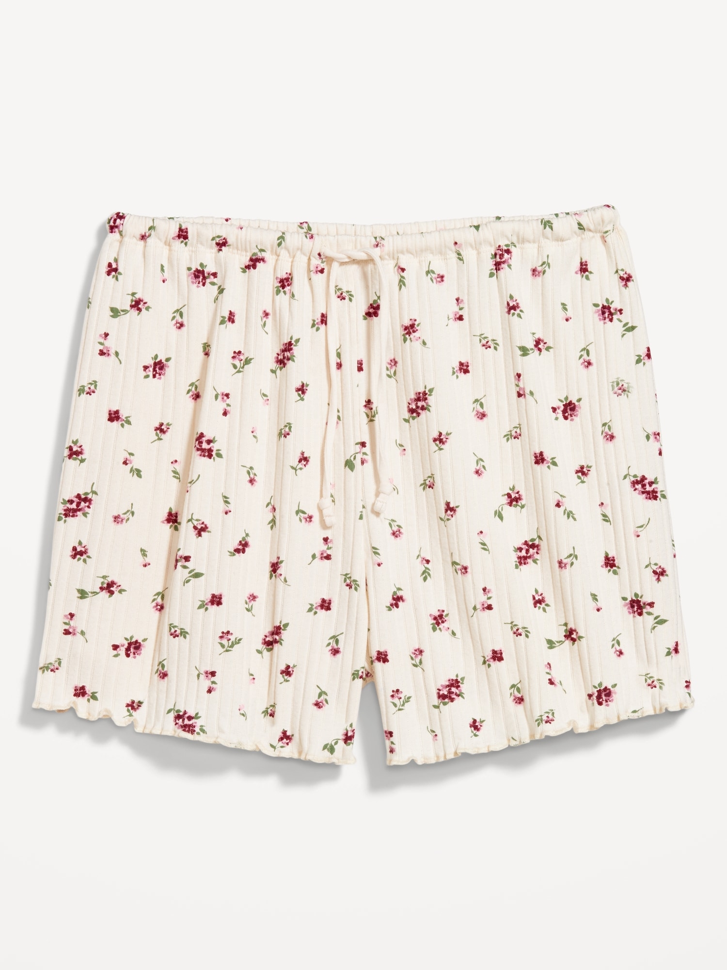 High-Waisted Ribbed Pajama Shorts