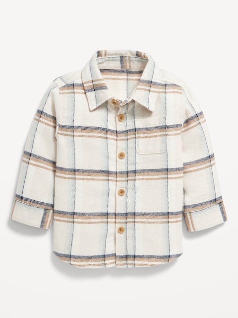 Soft-Brushed Flannel Pocket Shirt for Baby - Beige