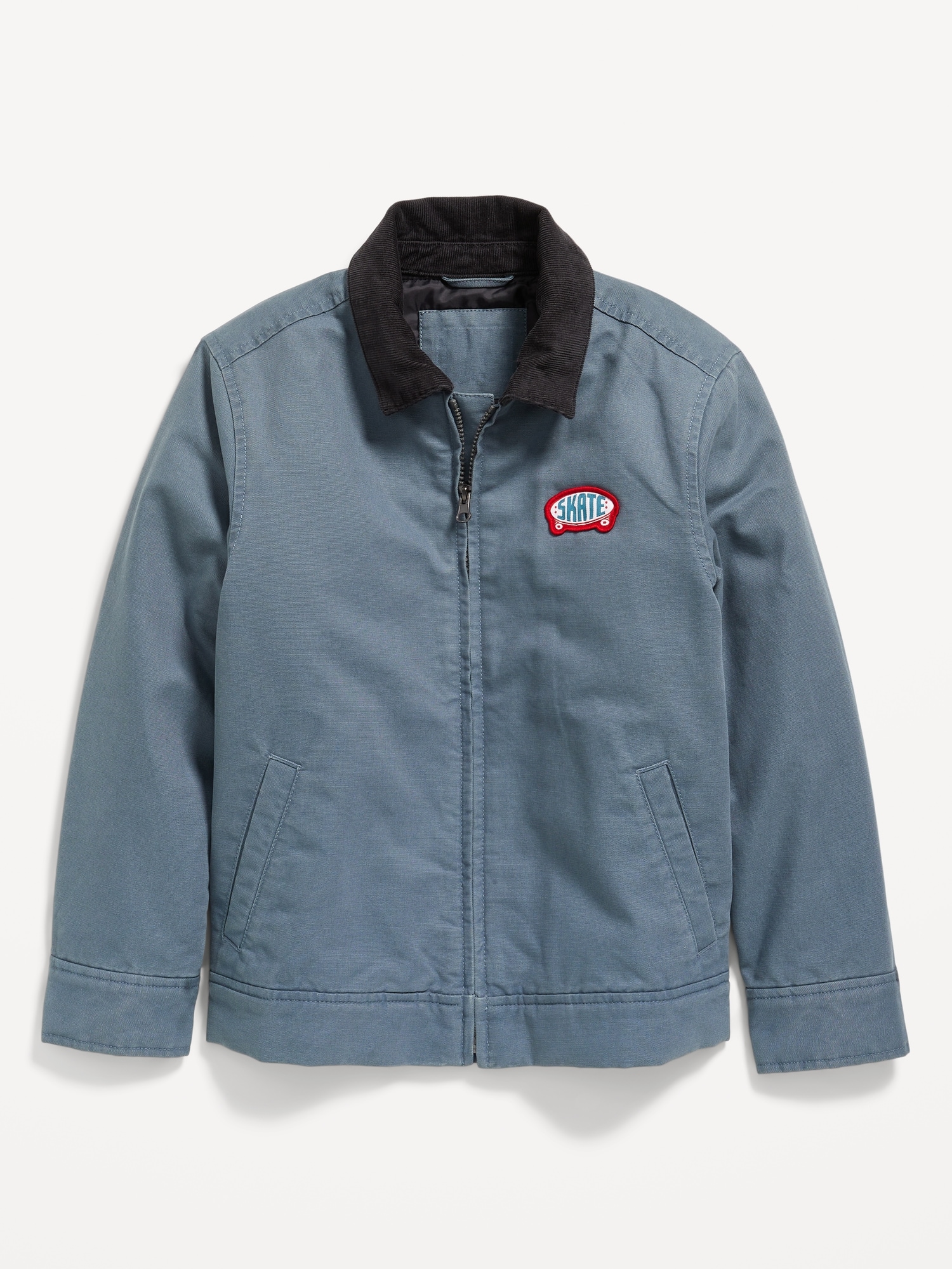 Canvas Corduroy-Collar Full-Zip Jacket for Boys