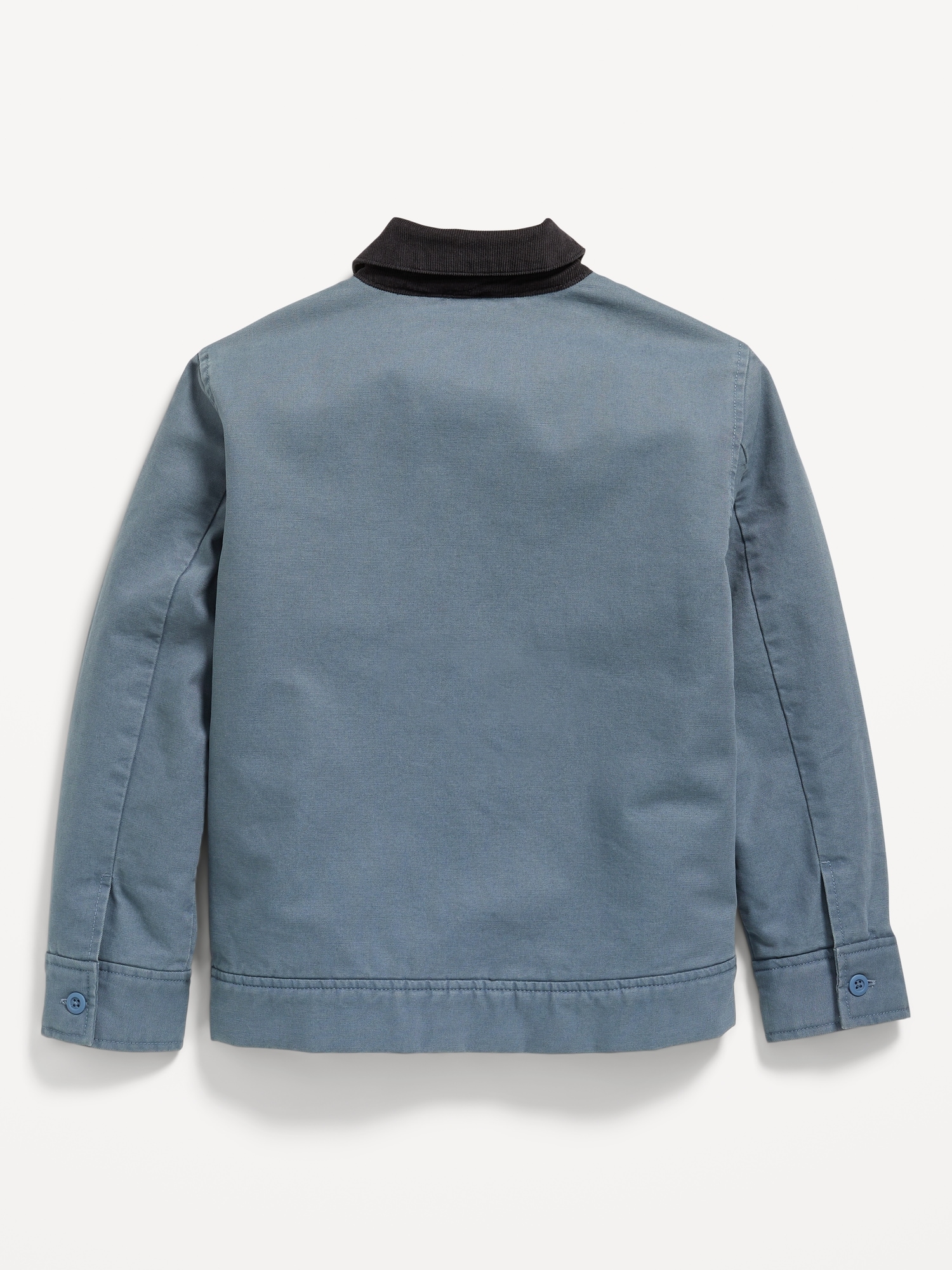 Canvas Corduroy-Collar Full-Zip Jacket for Boys