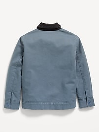 Voir une image plus grande du produit 3 de 4. Veste en toile à col en velours côtelé et glissière pleine longueur pour garçon