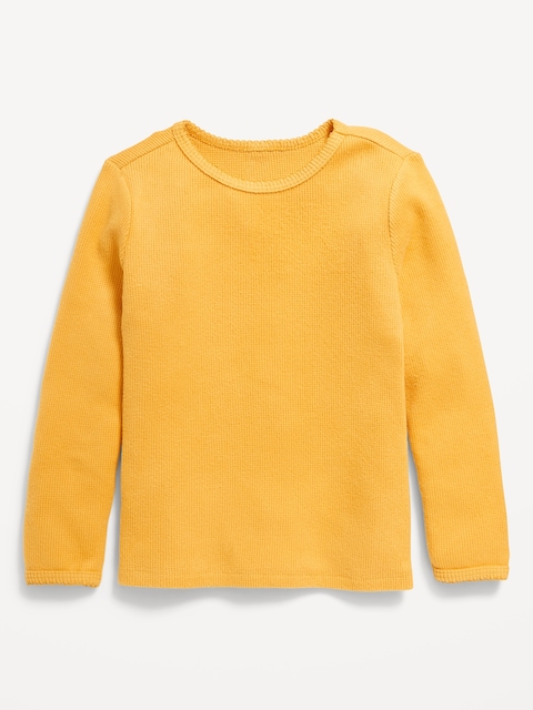 T-shirt douillet en tricot isotherme à manches longues pour toute-petite fille