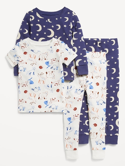 Voir une image plus grande du produit 1 de 3. Pyjama 4 pièces unisexe à coupe ajustée pour tout-petit et bébé