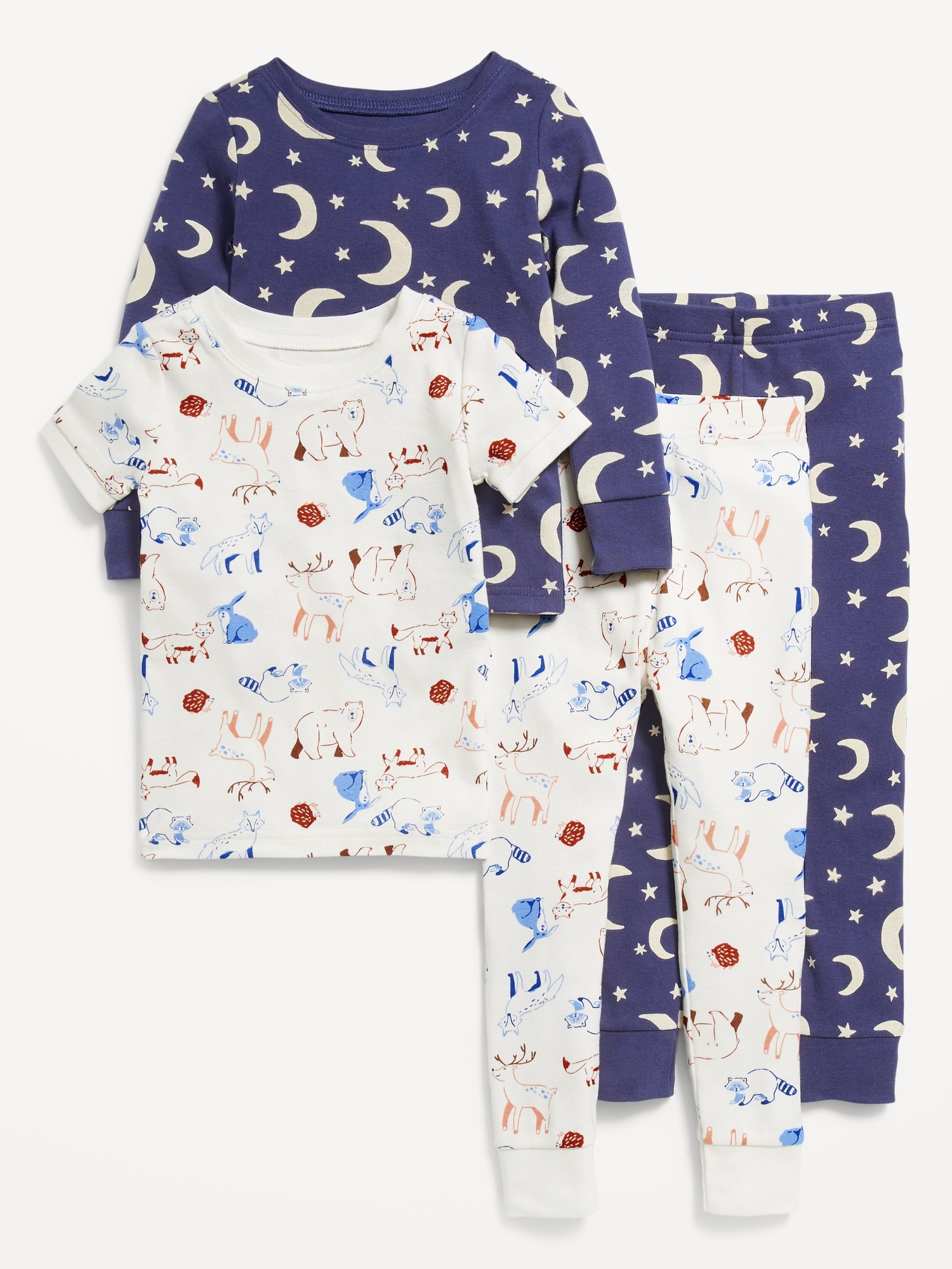 Unisex Snug-Fit Pajama 4-Piece Set for Toddler &Baby