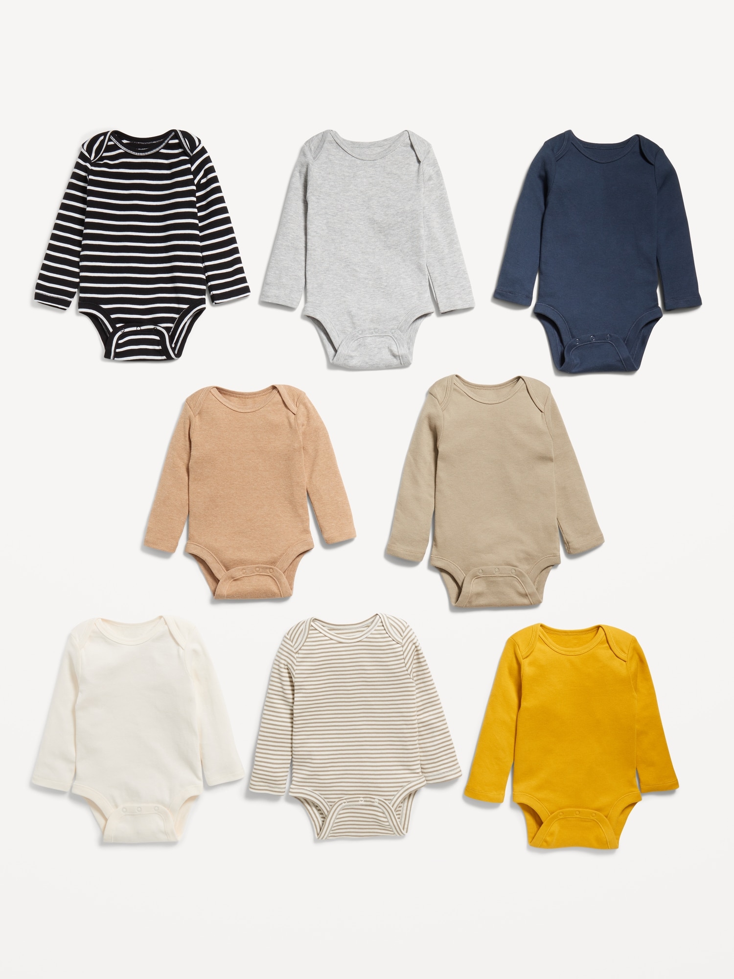 Unisex Long-Sleeve Bodysuit 8-Pack for Baby