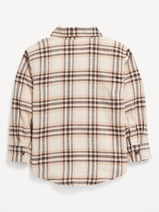 View large product image 2 of 2. Cozy Long-Sleeve Plaid Pocket Shirt for Toddler Boys