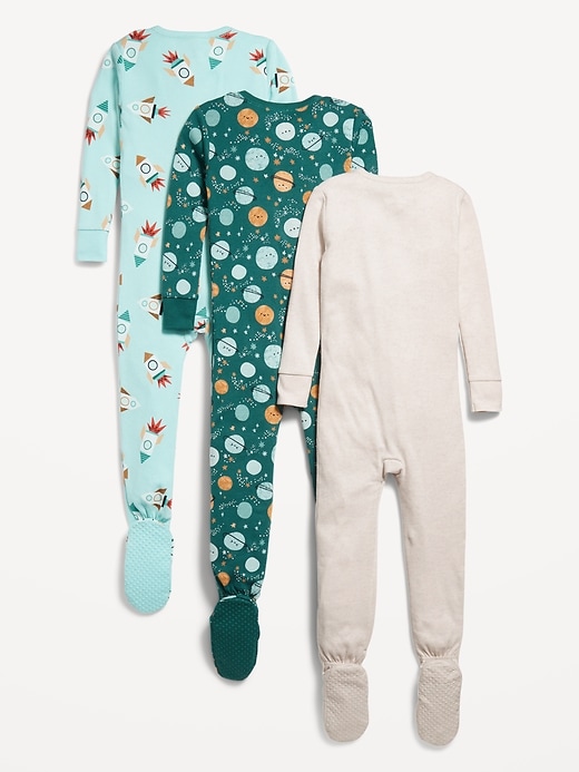 Voir une image plus grande du produit 2 de 3. Pyjama une-pièce à coupe moulante à glissière bidirectionnelle pour tout-petit et bébé (paquet de 3)