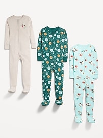 Voir une image plus grande du produit 3 de 3. Pyjama une-pièce à coupe moulante à glissière bidirectionnelle pour tout-petit et bébé (paquet de 3)