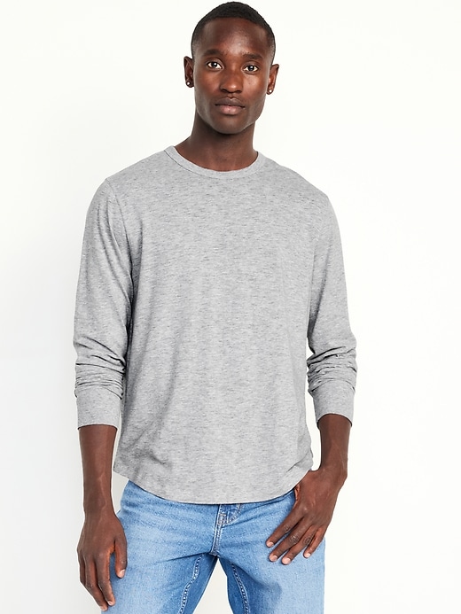 Image number 1 showing, Curved-Hem Slub-Knit T-Shirt