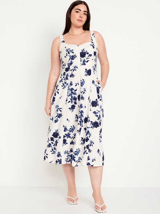 Image number 5 showing, Fit &amp; Flare Linen-Blend Midi Dress