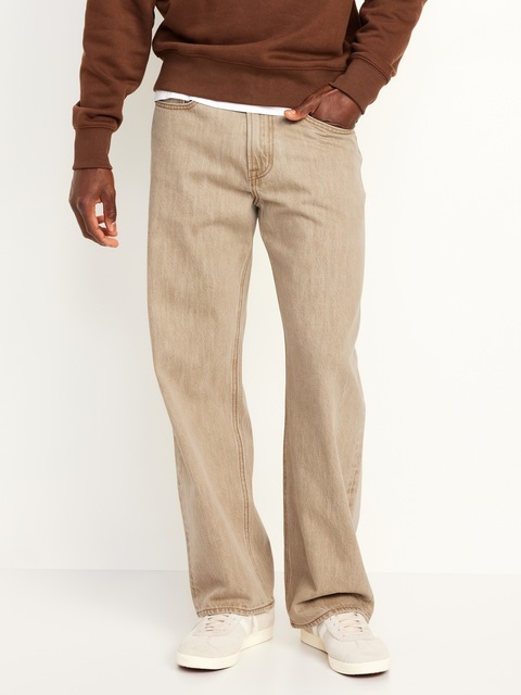 90's Baggy Non-Stretch Jeans - Tan