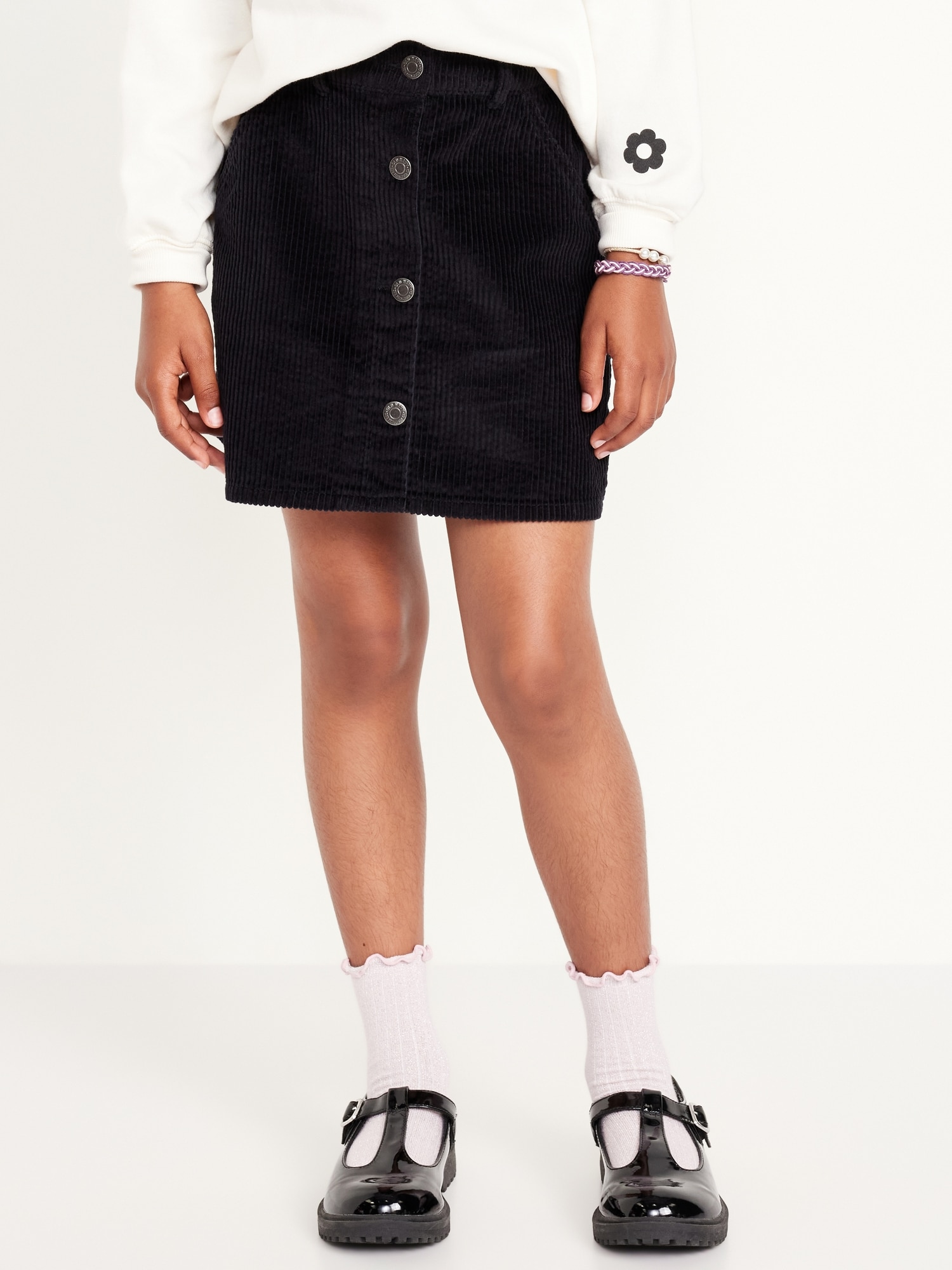 Button-Front Corduroy Skirt for Girls