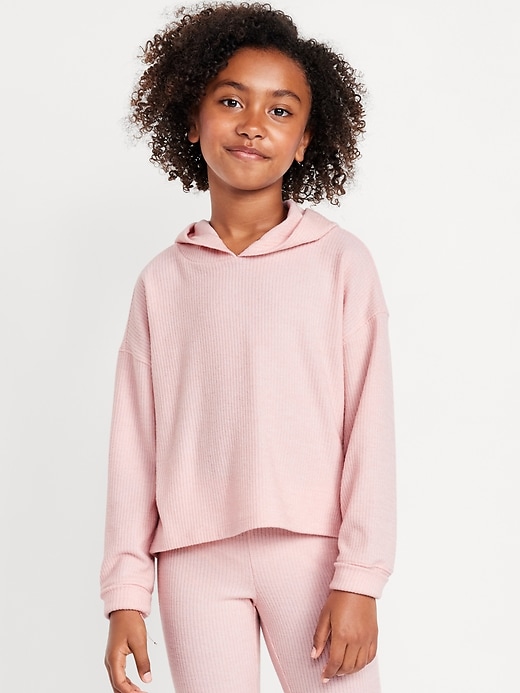 View large product image 1 of 5. Cropped Plush Ribbed Hoodie for Girls