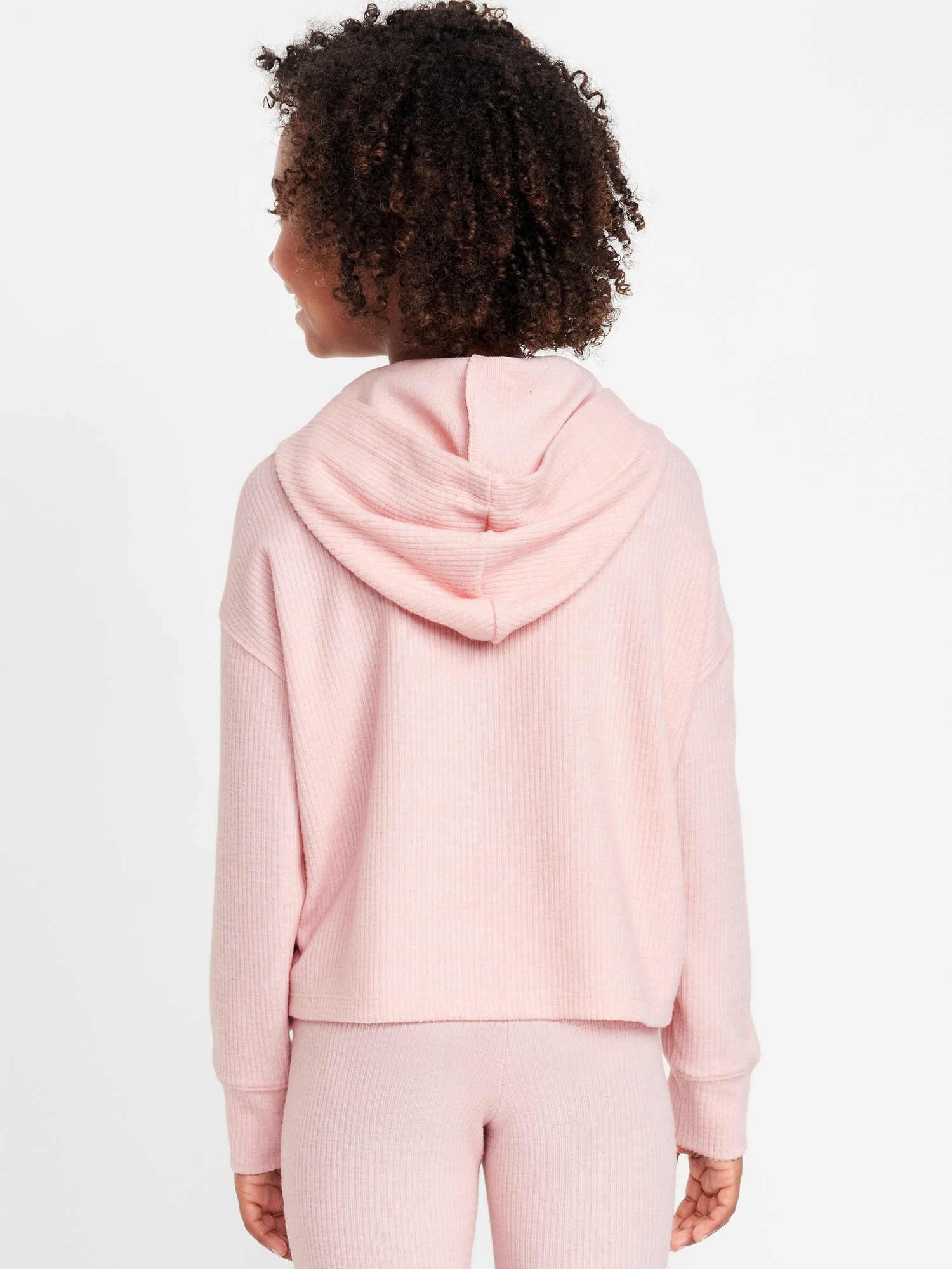 Cropped Plush Ribbed Hoodie for Girls