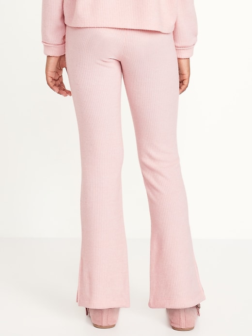 Voir une image plus grande du produit 2 de 5. Pantalon évasé à taille haute en tricot côtelé duveteux pour fille