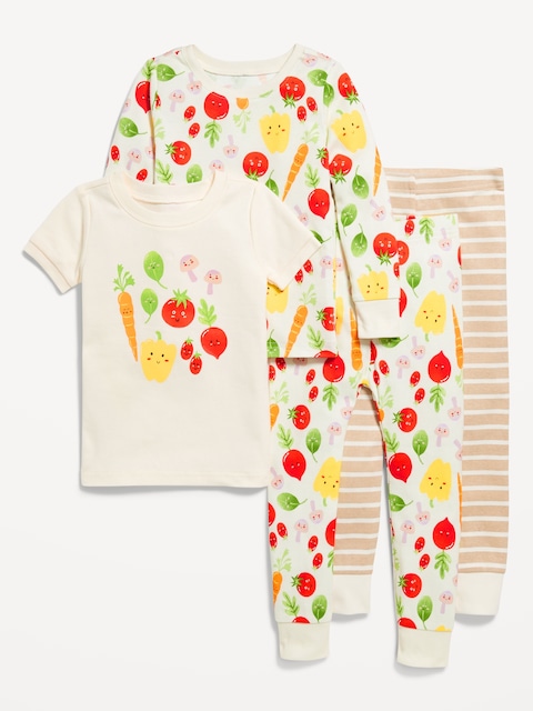 4-Piece Snug-Fit Printed Pajama Set for Toddler & Baby