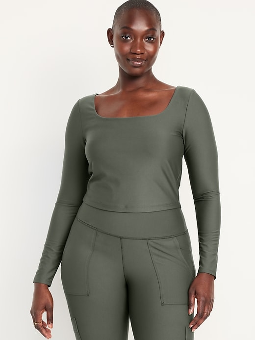 Image number 5 showing, PowerSoft Long-Sleeve Crop Support Top