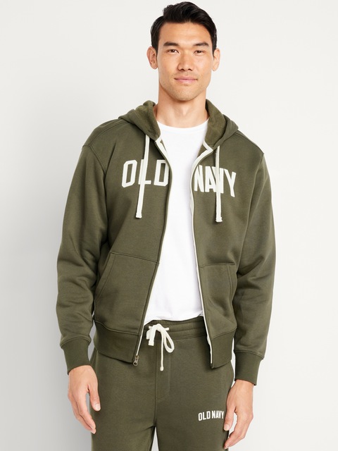 Loose Logo Zip Hoodie - Green