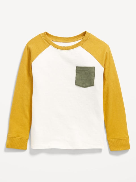 T-shirt à poche à manches longues pour tout-petit garçon - Jaune