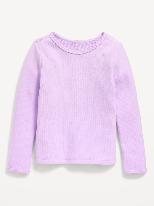 Voir une image plus grande du produit 1 de 1. T-shirt douillet en tricot isotherme à manches longues pour toute-petite fille