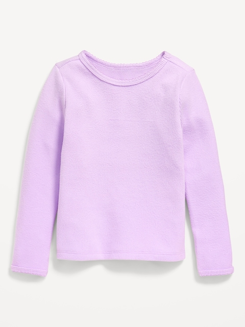 T-shirt douillet en tricot isotherme à manches longues pour toute-petite fille - Lilas Frais