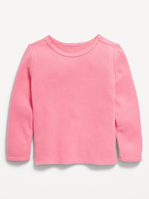 View large product image 1 of 2. Cozy Long-Sleeve Thermal-Knit T-Shirt for Toddler Girls