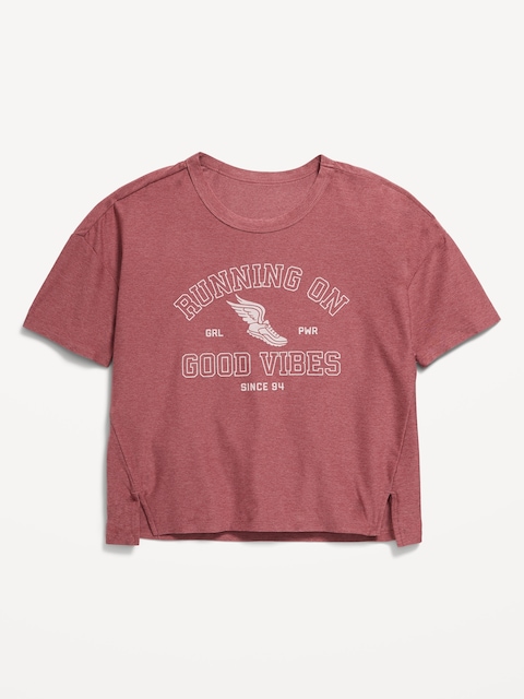 CloudMotion Cropped Graphic Performance T-Shirt for Girls