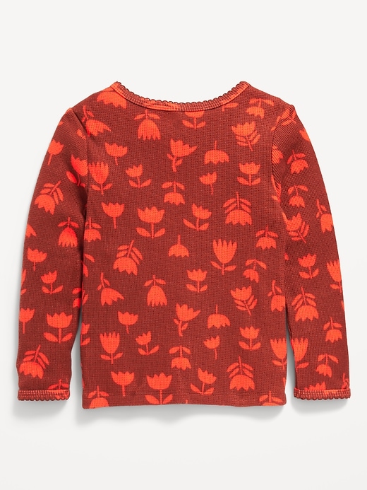 Voir une image plus grande du produit 2 de 4. T-shirt en tricot isotherme à motif à manches longues pour toute-petite fille