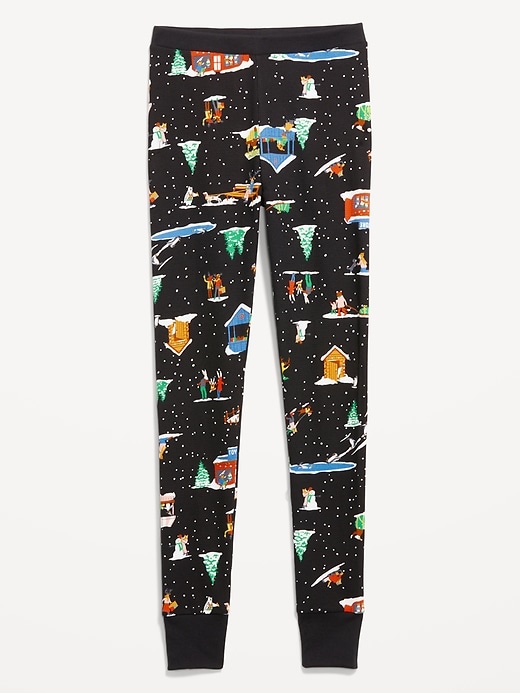 L'image numéro 4 présente Legging de pyjama gaufré à taille haute et à motif