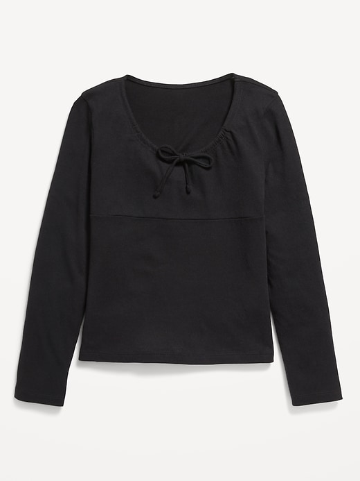 View large product image 2 of 3. Long-Sleeve Tie-Neck Top for Girls