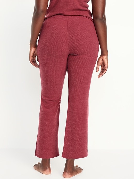 Image number 6 showing, High-Waisted Ribbed Crop Flare Lounge Pants