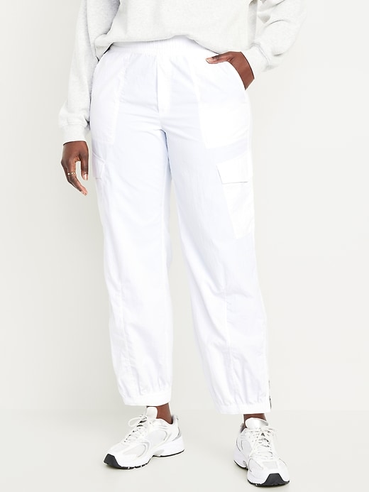 Image number 3 showing, High-Waisted Ankle-Zip Cargo Joggers