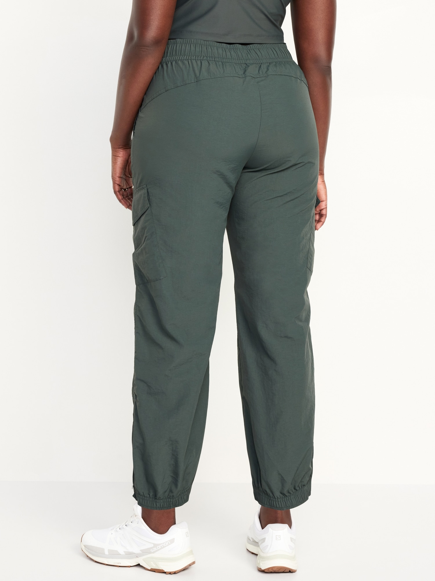 High-Waisted Ankle-Zip Cargo Joggers