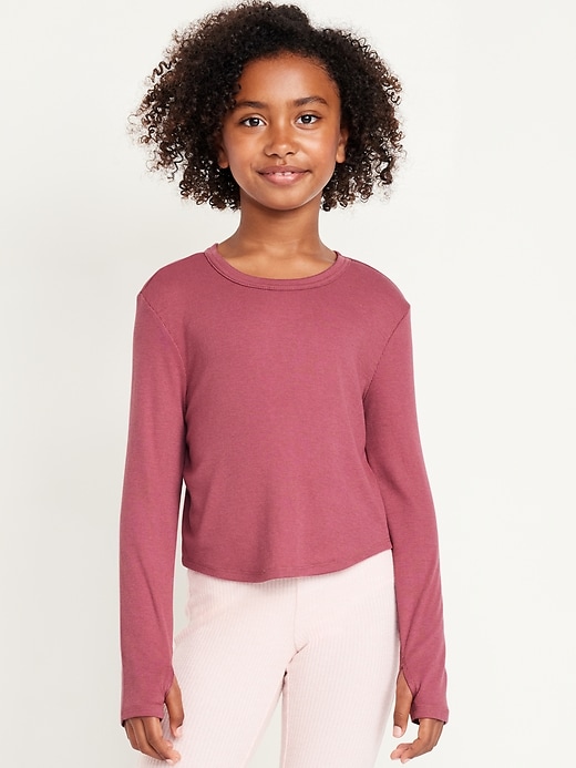 Voir une image plus grande du produit 1 de 5. T-shirt UltraLite à manches longues en tricot côtelé pour Fille