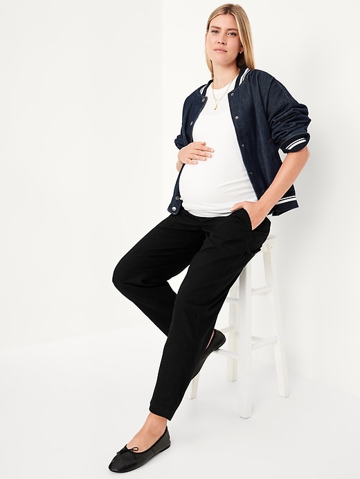 Image number 3 showing, Maternity Rollover Waist Pulla Utility Pants