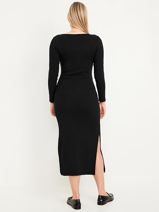 Image number 5 showing, Maternity Long Sleeve Henley Midi Dress