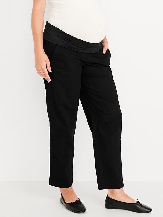 Image number 1 showing, Maternity Rollover Waist Pulla Utility Pants