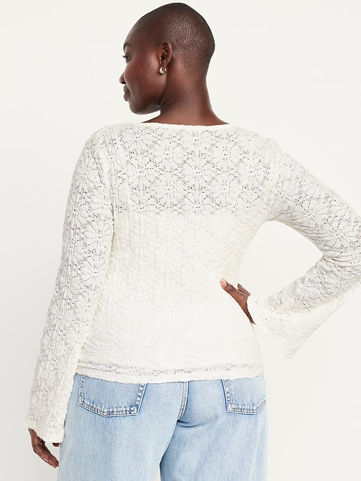 Image number 6 showing, Textured Lace Scoop-Neck Top