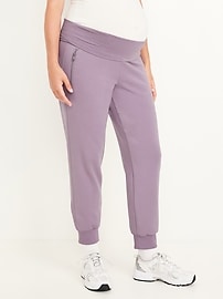L'image numéro 1 présente Pantalon de jogging en Molleton dynamique à taille rabattable de maternité.