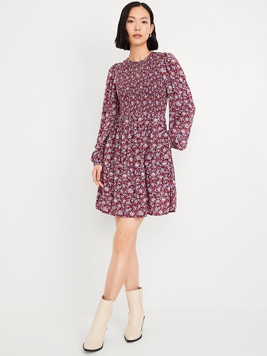 Image number 1 showing, Fit &amp; Flare Long-Sleeve Mini Dress