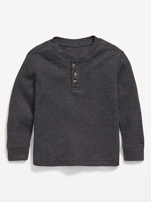 View large product image 1 of 1. Long-Sleeve Thermal-Knit Henley T-Shirt for Toddler Boys